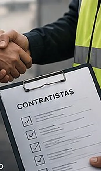 Apretón de manos sobre una planilla de control de contratistas